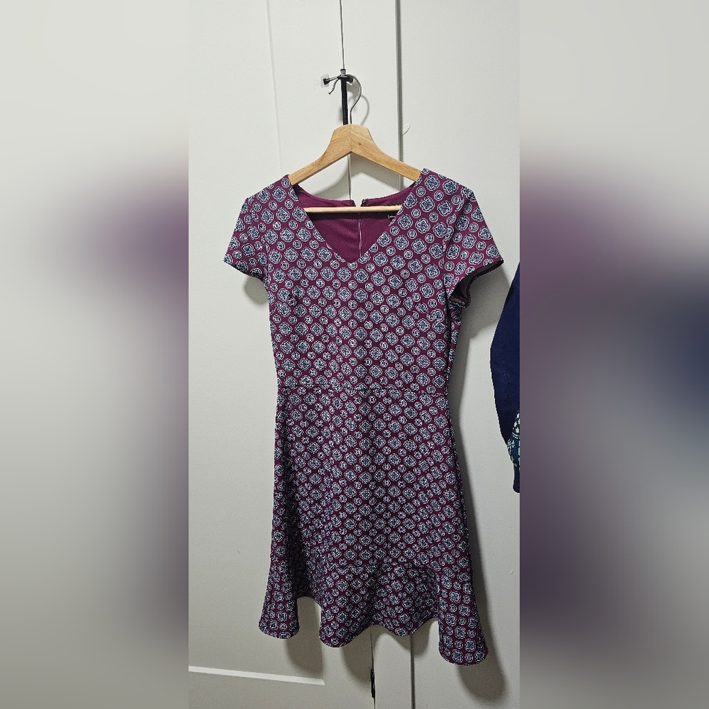 Banana Republic Purple and White Midi Dress